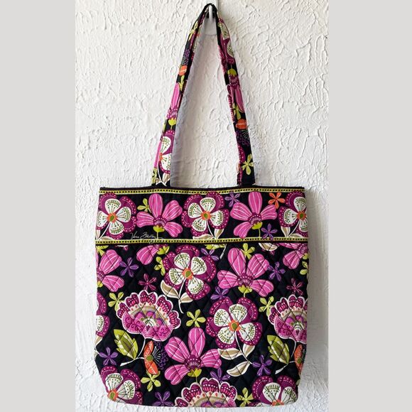 Vera Bradley Tote Bag Magnetic Closure Pirouette Pink Retired Pattern Black Pink - Picture 2 of 7